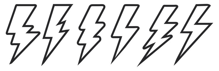 Poster - black and white set lightning bolt Line icon.