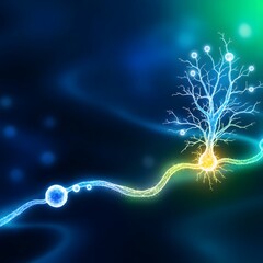 Poster - Neuron Network Concept Blue Green Sci Fi Medical Neural Brain Science