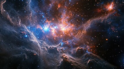 Wall Mural - a cosmic tapestry of glowing nebulae and scattered stars