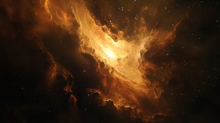 Wall Mural - a cosmic nebula with glowing orange gas and scattered stars
