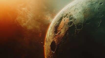 Wall Mural - a cratered asteroid in a dusty nebula