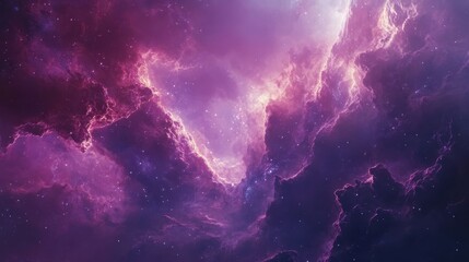 Wall Mural - cosmic nebula with glowing pink and purple clouds