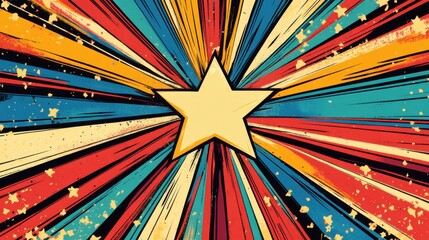 Poster - Vibrant Starburst Design with Bold Colors and Dynamic Lines