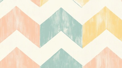 Poster - Colorful Chevron Pattern in Soft Pastel Tones on Textured Background