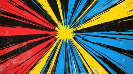 Poster - Vibrant Explosion of Red, Yellow, and Blue in Dynamic Motion Effect