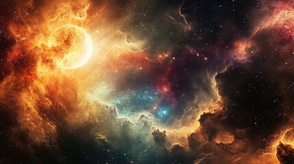 Wall Mural - cosmic nebula with glowing star and gas clouds