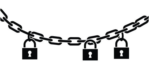 A Padlock and chains vector illustration with white background 