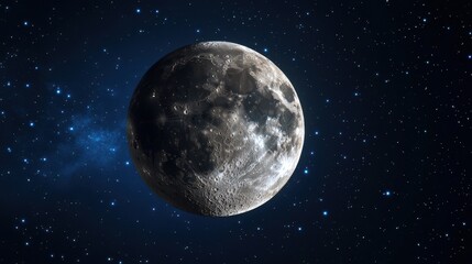 Wall Mural - a large, partially illuminated moon against a starry night sky