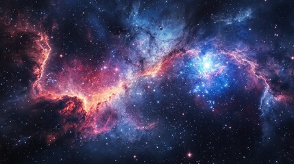 Wall Mural - nebular swirls and stellar clusters in a cosmic landscape