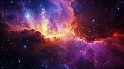 Wall Mural - a cosmic nebula with glowing gas and scattered stars