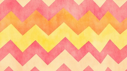 Poster - Colorful Zigzag Pattern Background in Warm Shades of Pink and Yellow