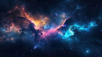 Wall Mural - a cosmic landscape of nebulas and stars in deep space