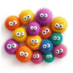 Poster - Cheerful colorful microbes with eyes and smiles create a vibrant display of happiness and joy in a fun setting. Generative AI