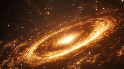 Wall Mural - a golden spiral galaxy in deep space
