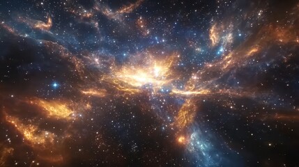 Wall Mural - cosmic nebula with glowing gas and stars