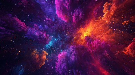 Wall Mural - abstract nebula with vibrant colors and stars