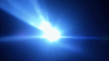 Wall Mural - lens flare with multiple light streaks and a soft blue glow on black