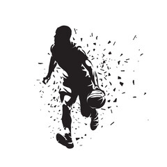 Wall Mural - Basketball player dribbling, abstract isolated vector silhouette. Ink drawing. Streetball