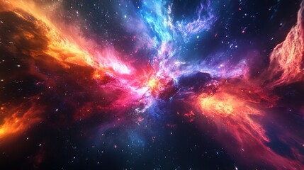 Wall Mural - cosmic nebula with vivid colors and stellar dust