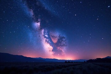 Wall Mural - Starry night sky with Milky Way as a glowing pathway, evening sky, stargazing