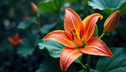 Triangular shape formed by swirling lily flower petals, floral, leafy, foliage