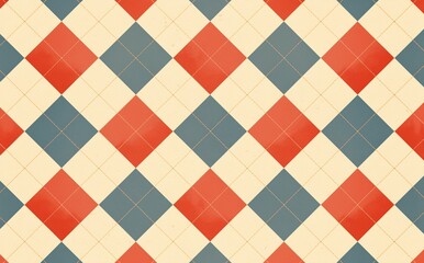 seamless diamond pattern in red and beige colors. Argyle classic fabric design. Diamond or lozenge simple background. geometric vector wallpaper. Venetian rhombus carnival
