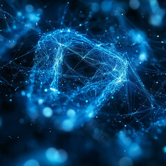 Leinwandbilder - Exploring the dynamic interplay of blue digital particles in abstract space