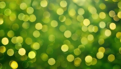 Poster - soft green bokeh with yellow light circles for nature themed background, festive designs, or calming digital wallpapers

