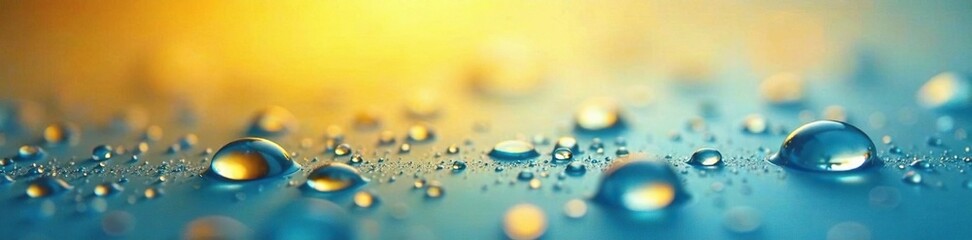 Wall Mural - An abstract background of cool yellow and blue hues with water droplets, background, peaceful, soothing