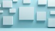 © The 2R Artificiality - Abstract 3D Layout with Floating White Cubes against Light Blue Background Representation of Creative Design Concepts and Copyspace for Text