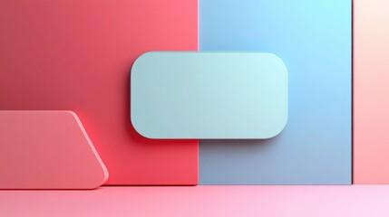 Poster - colorful abstract badge banner with blank copy space for text in soft pastel shades of pink and blue