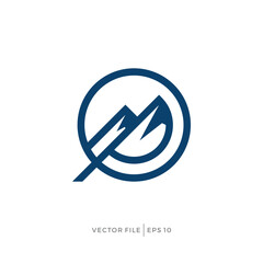 Leinwandbilder - initial letter P peak mountain logo design
