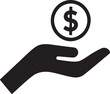 © raed - Icon of a hand holding a glowing dollar symbol, symbolizing financial insight and valuable investments. Vector illustration.