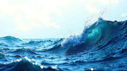 Intricate Blue Ocean Waves Teal Lake Motion Web Banner Abstract Ripples