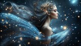 artful painting illustration of a fairy fae angel walking magic power emerging around