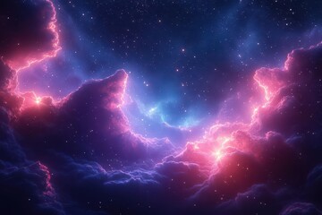 Wall Mural - cosmic beauty deep space nebula clouds in ethereal blues, purples and magentas with glowing star clu