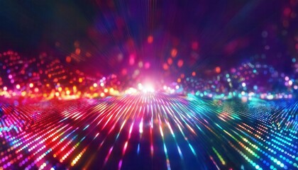 Poster - vibrant abstract digital light matrix in a spectrum of colors, perfect for technology, data visualization, or modern design projects
