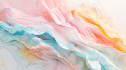 Poster - Softly blended colors intertwine to form abstract fluid shapes, creating an atmosphere of tranquility and artistic expression in pastel tones