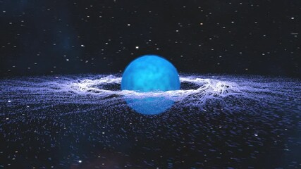 Wall Mural - a blue star around which rings of particles in the form of vortices are formed. elements of this ima