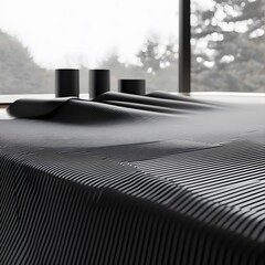 Poster - A sophisticated, minimalist cover design that conveys elegance and modernity through pure forms and textures. The surfaces are smooth and uncluttered, featuring a harmonious blend of soft neutrals or 