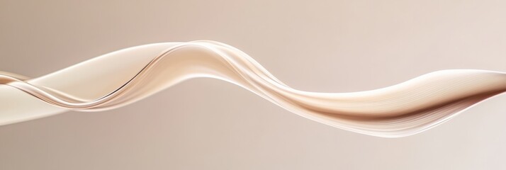 Aufkleber - Smooth elegant satin fabric or liquid wave flowing on light brown background, creating an abstract and artistic composition with its gentle curves and delicate folds
