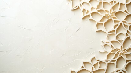 Poster - Elegant decorative flower-patterned wall with soft textures in light colors, perfect for backgrounds, home decor, and design projects conveying sophistication and simplicity