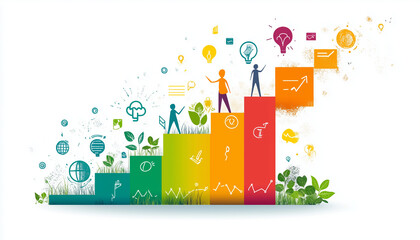 illustration of business development on white background