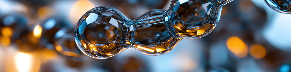 Poster - digital rendering: faceted glass chain with bokeh background