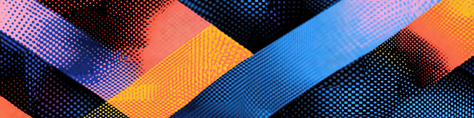 Poster - Abstract Halftone Pattern with Intersecting Diagonal Bands
