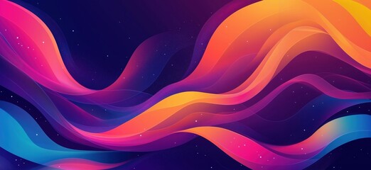 Poster - Vibrant Abstract Waves in Gradient Colors Creating Dynamic Flow and Energy, copy space for text