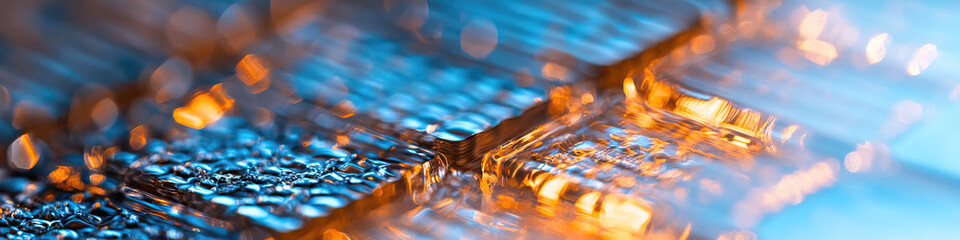 Poster - Abstract Blue and Orange Textured Surface with Bokeh