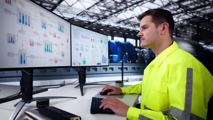Poster - Man Working In Power Plant Electricity