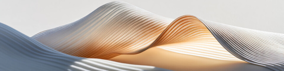 Poster - Abstract Pleated Forms in Off-White and Beige