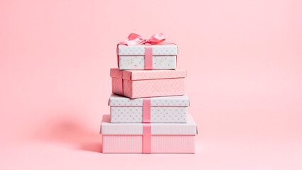 Wall Mural - pink gift box with heart